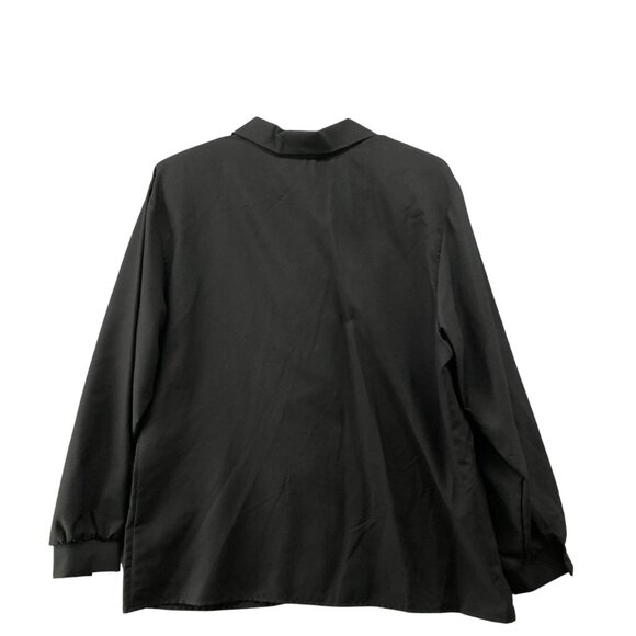 NWT Vintage Jessica Scott Long Sleeve Blouse Women S 80s 90s Black Collared - Picture 2 of 9